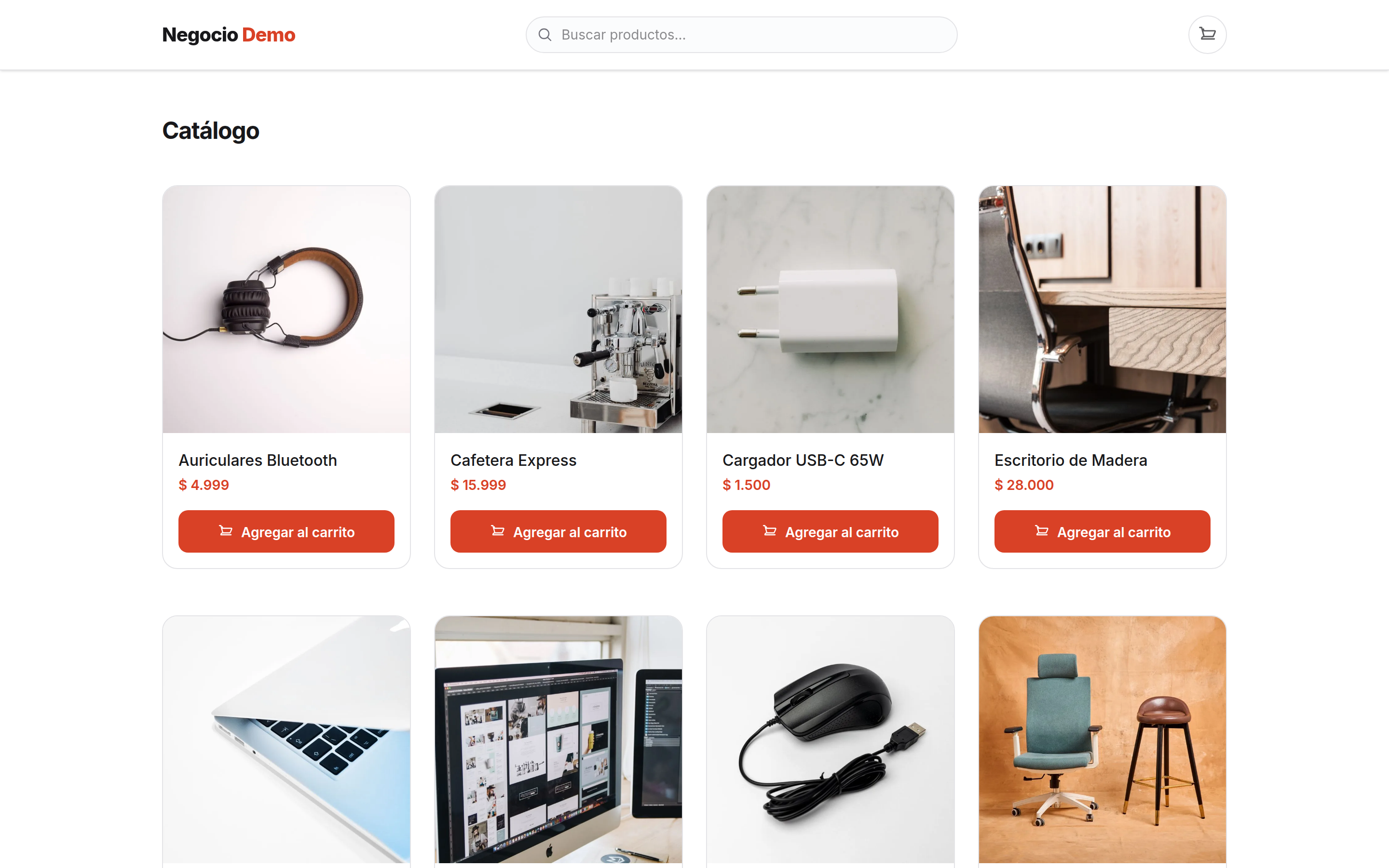 Tienda online pública de Pullstok mostrando el catálogo de productos
